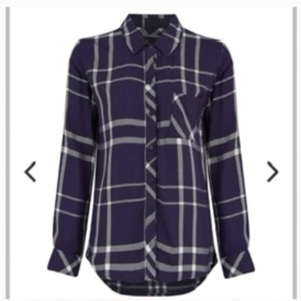 Rails Button Down Long Sleeve Top White & Blue Ch… - image 2